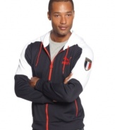 Stand out even when you go casual with this sharp hooded jacket from Puma.