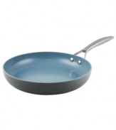 Where cookware is always greener! Your eco-friendly go-to for healthier meals, this versatile fry pan utilizes a heavy aluminum base and natural Thermolon nonstick technology for beautifully and evenly browned food. Made from up-cycled materials for a healthier, earth conscious approach to feeding the ones you love. Lifetime warranty.