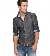 Tape your look with this sharp slim-fitting shirt from INC.