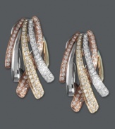 A swish, and a splash, of sparkle! Trio by Effy Collection's intricate woven earrings feature rows of round-cut diamonds (3/4 ct. t.w.) set in 14k gold, 14k white gold, and 14k rose gold. Approximate drop: 1 inch.