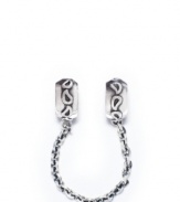 A clever (and pretty) safety chain connects these dual charms in sterling silver. Donatella is a playful collection of charm bracelets and necklaces that can be personalized to suit your style! Available exclusively at Macy's.