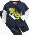 Set off his inner explorer with this fun dinosaur shirt and pant set from Kids Headquarters.