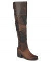 Pulled together patches of multi-colored leather add charm to Carlos by Carlos Santana's Locomotive over-the-knee boots.