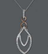 Highlight your neckline with just the right amount of shine. EFFY Collection's double drop pendant features a stunning cut-out design accented by round-cut diamonds (1/4 ct. t.w.). Crafted in 14k white gold with 14k rose gold accents. Approximate length: 18 inches. Approximate drop: 1-5/16 inches.