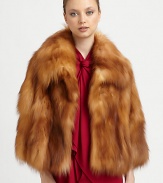 EXCLUSIVELY AT SAKS. A luxurious dyed fox jacket with a cropped design. Oversized collarBracelet sleevesOpen frontFully linedDyed foxSpecialist dry cleanImported Fur origin: Finland