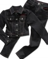 The perfect look for the leader of the pack. She'll look sweet in the style of this denim jacket from Baby Phat.