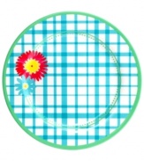 Garden party. A must for summer, melamine salad plates by Martha Stewart Collection are easy to transport and prettily patterned in flowery blue gingham for festive al fresco entertaining.