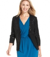 Sparkle and shine in Charter Club's petite sequined blazer. It adds instant glamor to dresses or separates.