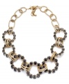 Golden opportunity. A gold tone mixed metal setting lends a luxe look to Alfani's chic chain link necklace, while black crystal embellishment provides a stylish contrast. Wear it day or night for an eye-catching effect. Approximate length: 16 inches + 2-inch extender.