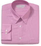 Warm up your standard collection of dress shirts with this pink striped style from Geoffrey Beene.