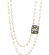 Elegant and sophisticated, this stunning two-row necklace combines cultured freshwater pearls (5-1/2-6 mm) with a marcasite-accented spacer (5/8 ct. t.w.). Set in sterling silver. Approximate lengths: 18 inches and 21 inches.