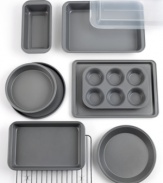 Everything you need to set up shop. The basics of bakeware bring professional excellence into your kitchen with a durable nonstick finish and a dishwasher-safe construction that makes baking a breeze. Limited lifetime warranty.