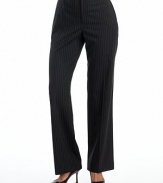 THE LOOKPinstriped woolExtended waistband with bar-and-hook plus button closureFront zipperSide slash pocketsTHE FITRise, about 10Inseam, about 33THE MATERIAL94% wool/5% elastane/1% polyesterCARE & ORIGINDry cleanImported