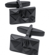 These matte black raised pyramid cufflinks from Kenneth Cole Reaction are an elevated accent to any suiting look.