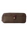 A classic pattern upgrades your old accessory pouch for a refined, gentlemanly look.