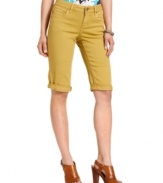 Elongate your legs with DKNY Jeans' Bermuda shorts. The skinny leg and bold wash are flattering and so summery!