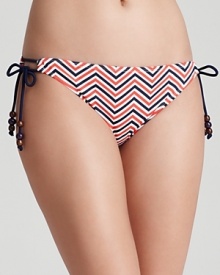 Give your sun style a preppy twist with this beaded brief from Shoshanna. In a classic chevron print, this piece lives for trips to Nantucket.