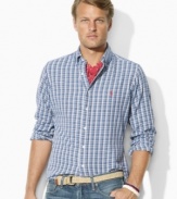 Rendered in soft, lightweight cotton twill, a classic-fitting shirt channels rugged appeal in a handsome plaid pattern.