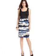 A bold tie-dye print makes this Alfani bandage pencil skirt a stylish pick for a summer workwear wardrobe!