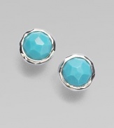 A simply chic style in sleek sterling silver with rich, faceted turquoise stones. Sterling silverTurquoiseSize, about ½Post backImported 