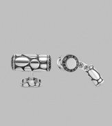 Barrels of textured silver appoint every formal look with the polish of silver and sapphire detail. Silver Sapphires, 1.34 tcw Imported 