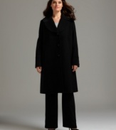 In a classic walker style, this wool-blend Jones New York plus size coat is perfect for a modern, sophisticated look. Tailored details a create a sleek shape.