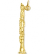 Hit all the right notes with this sweet Clarinet charm. Crafted in 14k gold, charm features all the intricate keys and details. Chain not included. Approximate length: 1-1/5 inches. Approximate width: 1/5 inch.