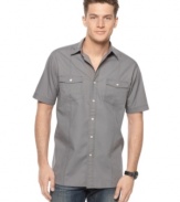 Do yourself a solid and add versatile style to your wardrobe with this button-front shirt from Club Room.