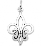 Fabulously french! This adorable Fleur-de-Lis charm features a crafty cut-out design in 14k white gold. Chain not included. Approximate length: 9/10 inch. Approximate width: 1/2 inch.