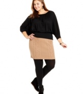 Modernize your fall wardrobe with this fabulous cable-knit plus size pencil skirt from Extra Touch!