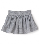 Playtime just got more dressy with this charming striped skirt by Pearls & Popcorn. A front bow detail adds flair, while a back elastic waist makes for easy wear.