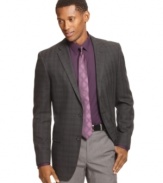 Clean up nice. This charcoal blazer from Alfani RED is the perfect piece to pull your look together.