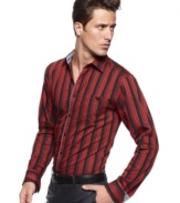 Go vertical. This striped woven shirt from INC will get you to great style heights.