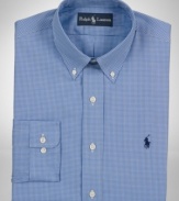 Square off. Crafted in a crisp check, this Polo Ralph Lauren slim-fit shirt is a modern addition to your work wardrobe.