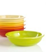 Perfect for spaghetti and meatballs or sesame noodles, the Fiesta pasta bowl promises a healthy dose of fun with every serving. Bold solid colors in durable, chip-resistant china offer endless opportunities to mix, match and customize the casual table.