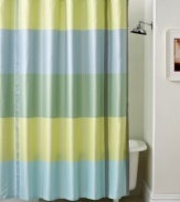 Add a splash of color to your bath with the Encore Stripe shower curtain from Martha Stewart Collection. Thick horizontal stripes are fresh and contemporary in cool, warm and gray tones.