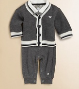 Your sophisticated little man will be ready for any occasion in this charming, handsome, four-piece set in a suit-inspired design, crafted of ultra-soft