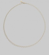 A delicate chain of 18k yellow gold, lovely on its own, dramatic when joined with your favorite pendant. 18k yellow gold Length, about 18 Lobster clasp Made in Italy