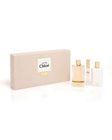 Love, Chloe is a celebration of radiant, generous, and spontaneous femininity. A contagious beauty that is free and graceful. This fragrance is inspired by the intimacy of the beauty ritual. It is a fine, powdery scent. Light, sensual, and iridescent with talc and rice.Topnotes Orange Blossom, Pink PepperMidnotes Iris, Lilac, Hyacinth, Wisteria BlossomBasenotes Powdery Musks, Talc and Rice Powder