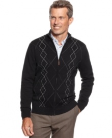 Instantly class up any outfit with this sharp argyle sweater from Tasso Elba.