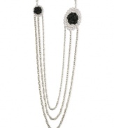 The new formal. This strand necklace from 2028, crafted from silver-tone mixed metal, proves to be quite stunning with glass crystals and jet-colored flower details adding an elegant touch. Approximate length: 36 inches.