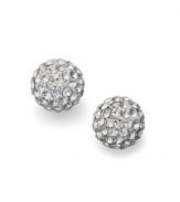 True illumination. Dozens of round-cut clear crystals provide the perfect highlight to Unwritten's ball-shaped stud earrings. Post backing crafted in sterling silver. Approximate diameter: 1/3 inch.