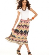 A bold tribal print rendered in a soft, earthy palette ensures that this NY Collection midi skirt will always stand out. Make an even bigger statement by adding your favorite basics and accessories that pop.