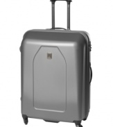 Sleek style and smart details put this durable suitcase on the top of your packing list. The protective hardside construction rolls effortlessly around on 360º spinner mobility and keeps your fragile essentials safe with extra-wide hold-down straps. The included Add-A-Bag strap lets you carry even more with no added hassle. Lifetime warranty.