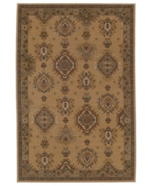 Vintage-inspired tones of beige, celadon, salmon and brown are brilliantly rendered in an old-world floral and medallion motif in the Bellingham area rug from Karastan. Made in the USA of pure New Zealand wool for durable composition and ultimate softness.