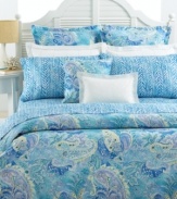 A melody of paisley swirls in ocean-inspired tones gives this Lauren Ralph Lauren comforter a soothing look of relaxation. Featuring 450 thread count cotton sateen; standard construction. (Clearance)