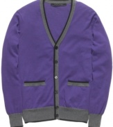 The cardigan just got cooler. This version from Sean John gives this preppy staple a streetwise spin.