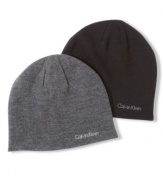 Menswear's master of minimalism brings you just what you're going to need this winter: A soft, reversible beanie ornamented only with the Calvin Klein logo.