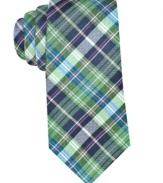 Polish up your everyday business look with this standout plaid silk tie from Ben Sherman.