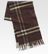 A luxurious cashmere design finished in an iconic check print.Fringed ends12W x 66LcashmereDry cleanImported